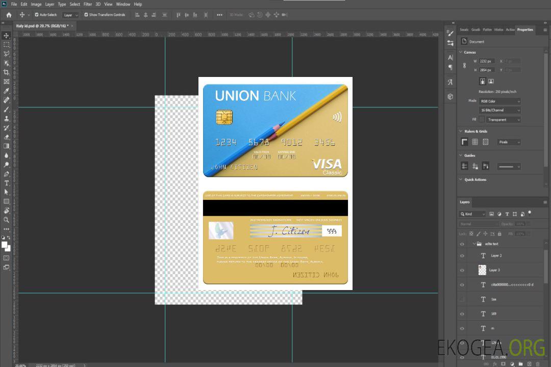 Carte visa de l'Union Bank d'Albanie template Carte visa de l'Union Bank d'Albanie template